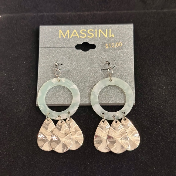 Silver Tone & Light Blue Dangle Earrings - Picture 1 of 1